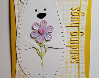 Handmade  Friendship Card. For Him.  For Her. Unisex.  Love. Husband. Wife. Boyfriend. Teddy Bear. Girlfriend. Whimsical. Hugs