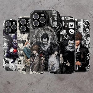 Death Note Anime Phone Case, Ryuk Light Yagami Manga Cover, Gothic Black White iPhone Case, Collage Case for iPhone 7–17 Samsung S21–S26