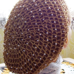 LIMITED AVAILABILITY- All Metallic Beaded Snood with beads on every other row.