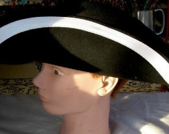 Adult Tricorn Hat with White Trim