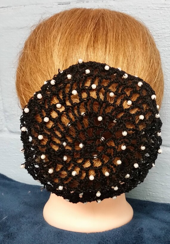 Large Beaded Hair Bun Cover In Cotton Crochet Thread With Etsy