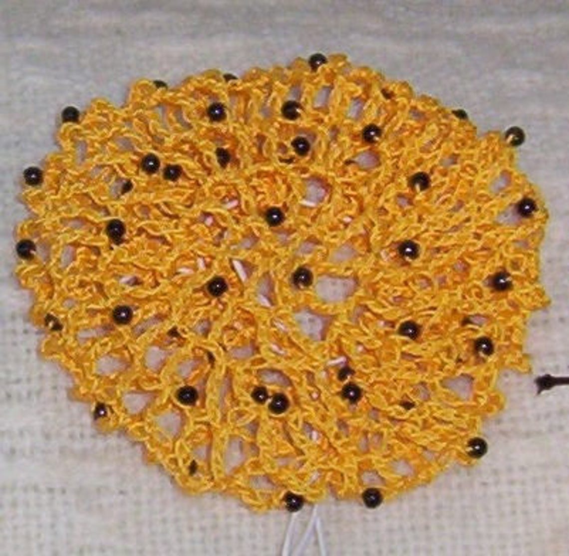 Beaded Hair Bun Cover in Cotton Crochet Thread With Beads on Etsy