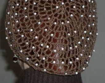 Cotton Handmade Beaded Hair Snood in my Standard Pattern-Beads on every other row