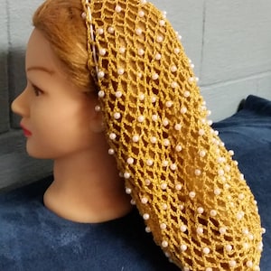 Cotton/Metallic Combination Snood with Beads on alternating rows in 12&quot; Length