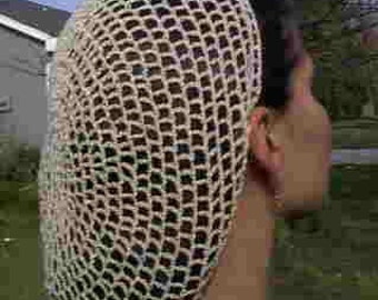 Cotton/Metallic or Pearl Combination Hand made Hair Snood in 3 lengths