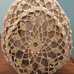 Wheat Cluster Snood - Beaded Alternating Rows in Metallic Combination thread-8&quot; Length