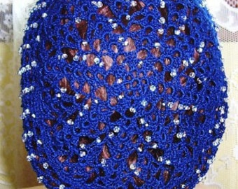 Lacy Bouquet Beaded on Every Row Snood in Cotton- Regular 8" Length