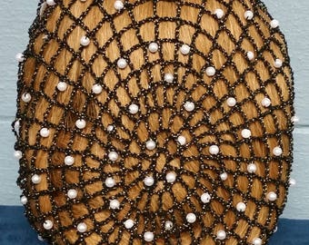 Cinderella II Pattern Snood - Beaded Alternating Rows in Metallic Combination thread-Long 8" Length