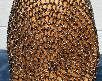 Cotton/Metallic Combination Snood with Beads on alternating rows in 10" Length