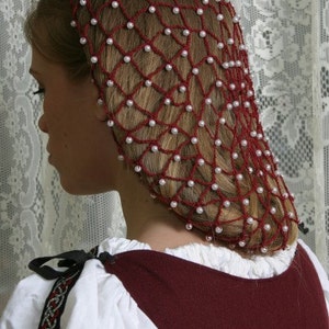 Net Cotton Beaded Hair Snood/ 10&quot; Long