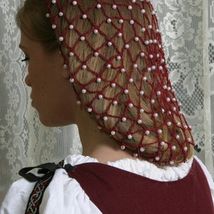 Net Cotton Beaded Hair Snood/ 10" Long