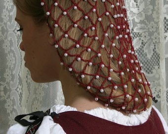 Net Cotton Beaded Hair Snood/ 10" Long