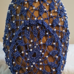 Wheat Cluster Snood Pattern - Beaded Every Row in Metallic Combination thread-Long 10&quot; Length
