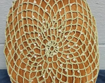 Open Weave Beaded Hair Snood Beaded on alternating rows