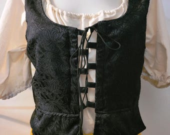 Brocade Renaissance Bodice: Black Embroidered-2 Sizes