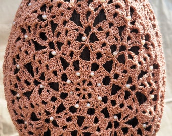 Lacy Bouquet Snood - Beaded Alternating Rows in Metallic Combination thread-Standard 8" Length