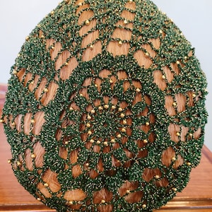 Sunny Morn Snood Pattern - Beaded Alternating Rows in Metallic Combination thread.