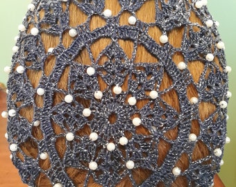 Berka Shell Pattern Snood - Beaded Alternating Rows in Metallic Combination thread-Long 8" Length