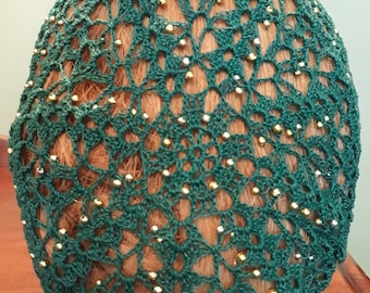 Lacy Bouquet Beaded on Every Row Snood in Cotton- 3 Lengths Available