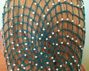 Open Weave Snood Beaded on Every row-10" Long Length