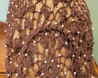 Wheat Cluster Beaded Snood - Beaded on alternating rows -10" Long Length