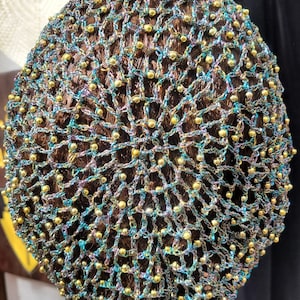 LIMITED AVAILABILITY- All Metallic Beaded Snood with beads on every row.