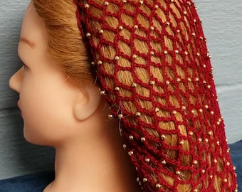 Cotton Hand made Beaded Hair Snood in my Standard Pattern-Beads on every row