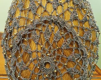 Wheat Cluster - LIMITED AVAILABILITY - All Metallic Beaded Snood with beads on every other row.