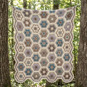 Cottage Hexagon Rug Crochet Pattern, African Flower Motif Tutorial (PDF Download)