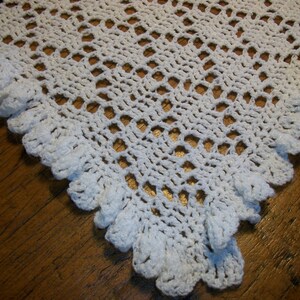 Baby/Child Blanket/Afghan Unisex Hand Crocheted Antique White Shimmer Yarn Diamond Design Oversize 42 Inches Square READY TO SHIP image 3