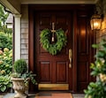 Heart Cedar Wreath with Vintage Brass Bell, Farmhouse Christmas Front Door Wall Decor