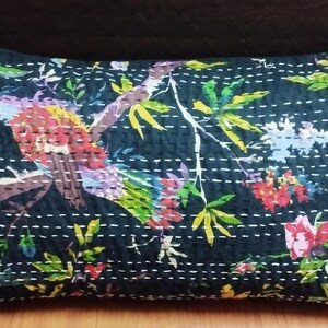 Boho Djur Fågeltryck Kantha Örngott, Bomullstyg, Traditionell Boho Heminredning