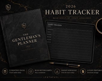 Agenda para caballeros 2026 con seguimiento de hábitos (descarga digital)