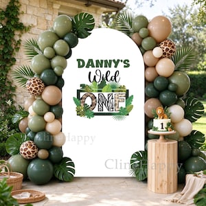 Wild One Arch Achtergrond, Gepersonaliseerde Safari Jungle Achtergrondhoes voor de 1e Verjaardag