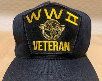 Vintage Northstar brand WW2 Veteran Hat - snapback style - Navy Blue with Gold Eagle Emblem