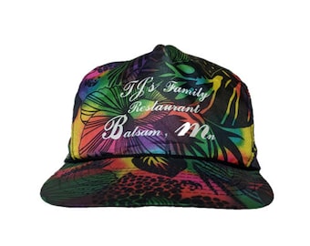 Vintage TJs Family Restaurant, Blasam, Minnesota Hat - snapback snap back style - Floral Hawaiian Print