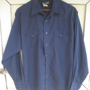 Vintage authentic WRANGLER western shirt size Large navy blue