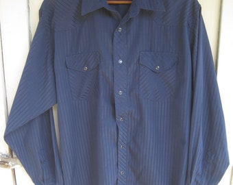 Vintage authentic WRANGLER western shirt size Large navy blue