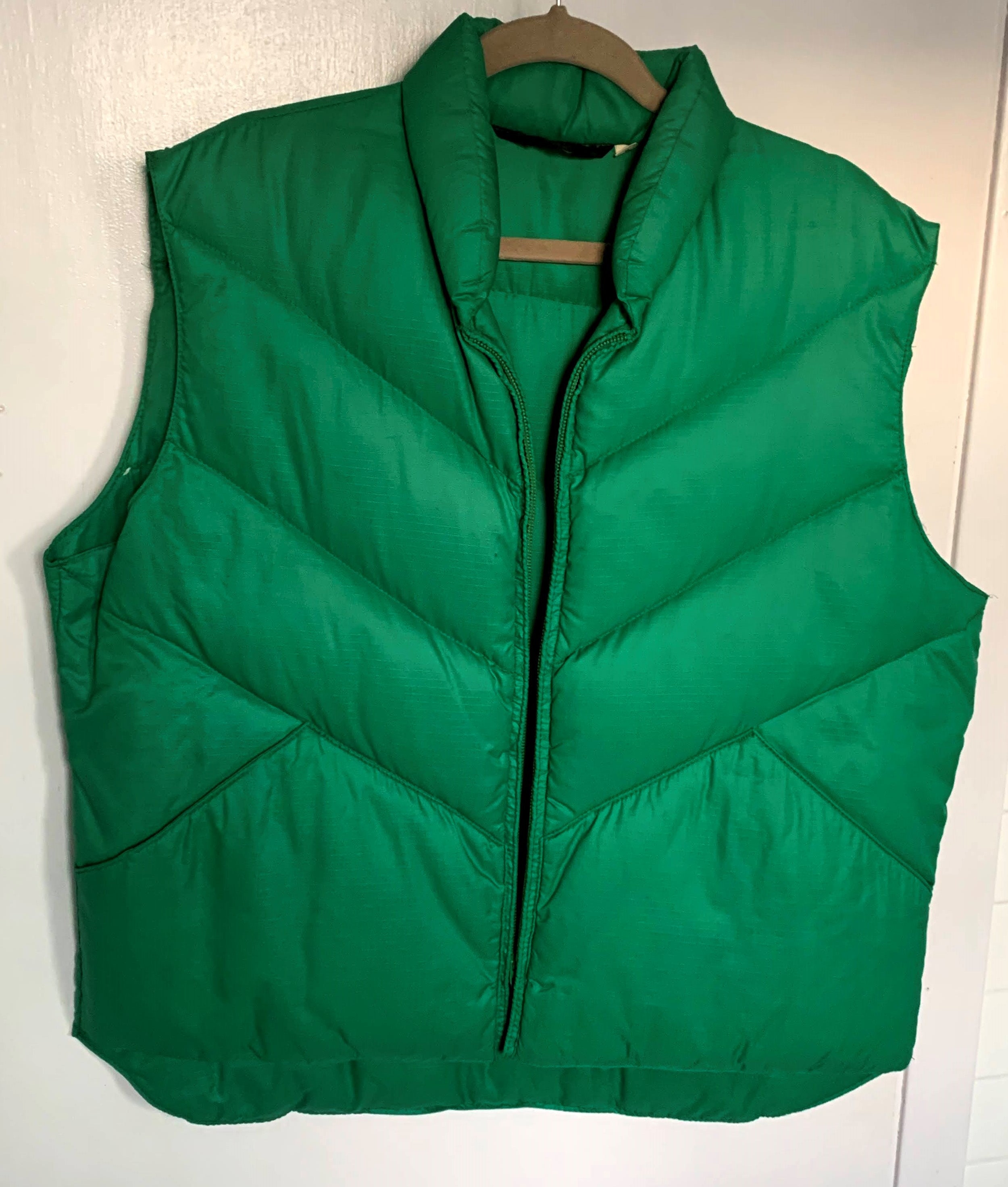 Vintage Sears zip-up Green Down Vest Men's size Large | Etsy