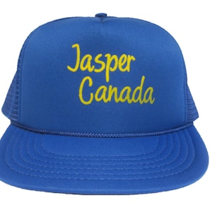 Vintage Jasper Canada Trucker mesh Hat - snapback snap back style - Blue and Yellow