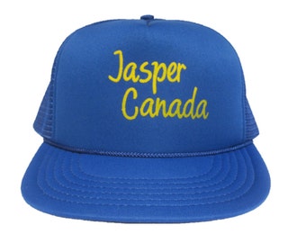 Vintage Jasper Canada Trucker mesh Hat - snapback snap back style - Blue and Yellow