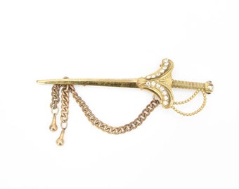 1940s Dagger Through Heart brooch