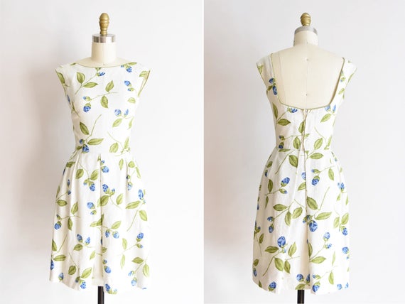 1950s De La Rosa dress /vintage 1950s rose daydres
