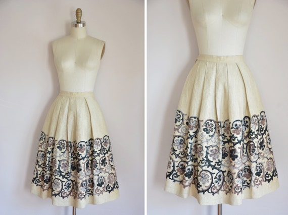50s Wallflower skirt/ vintage 1950s full skirt/ 50