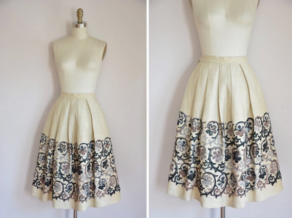 50s Wallflower skirt/ vintage 1950s full skirt/ 5… - image 1