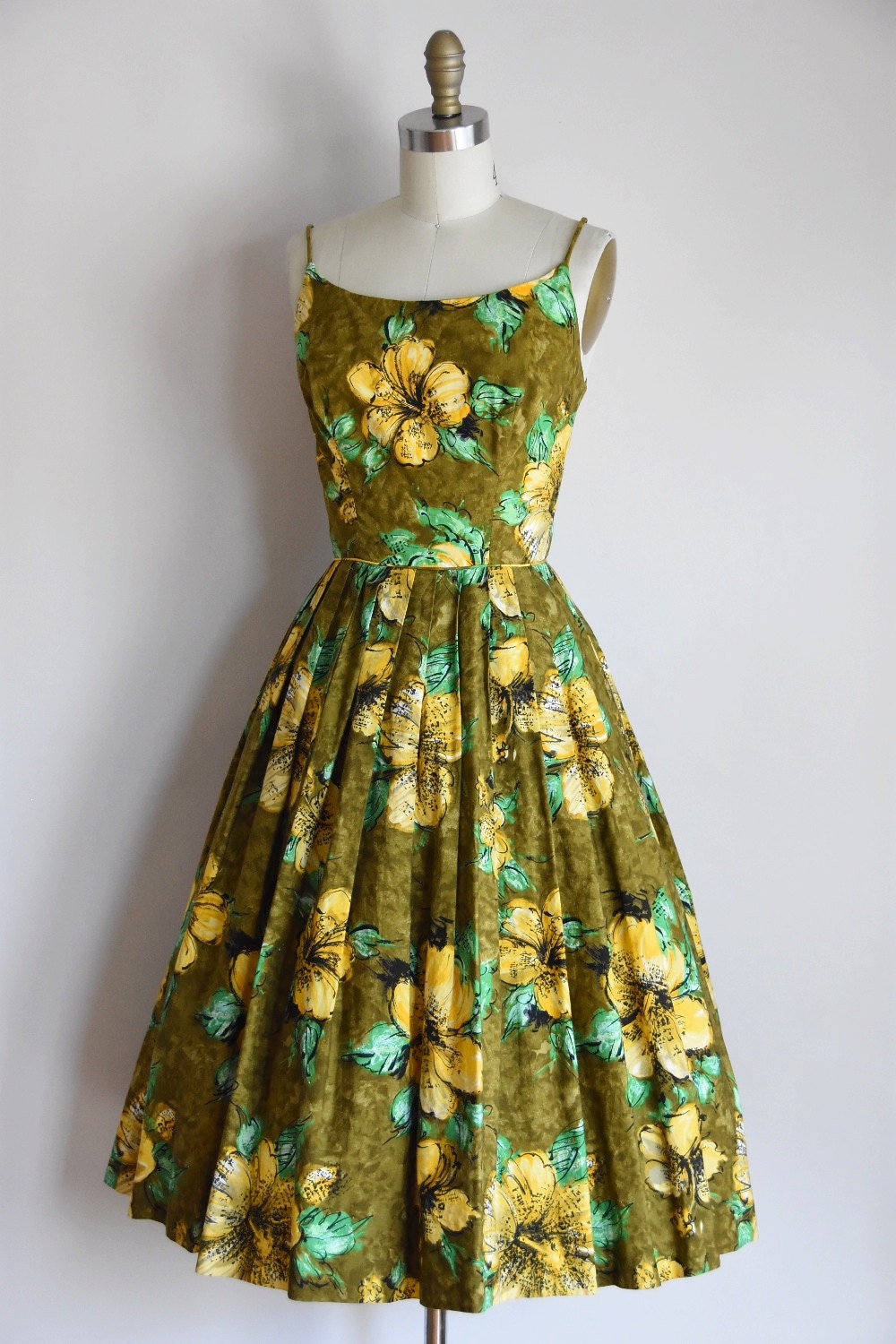 50s Sunshine on the Reef dress/ vintage 1950s floral cotton | Etsy