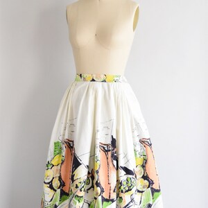 1950s Daily Catch skirt/ vintage 50s novelty skirt/ novelty cotton skirt image 4