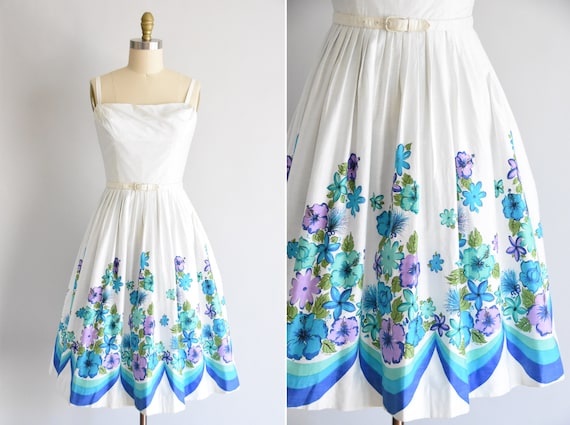 1950s Island Time dress/ vintage 50s floral daydre