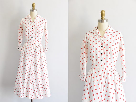 1950s Polkamania dress/ vintage 50s cotton daydre… - image 1