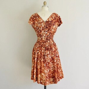 vintage 50s cocktail dress/ 50s floral cocktail dress/ when fall comes image 5